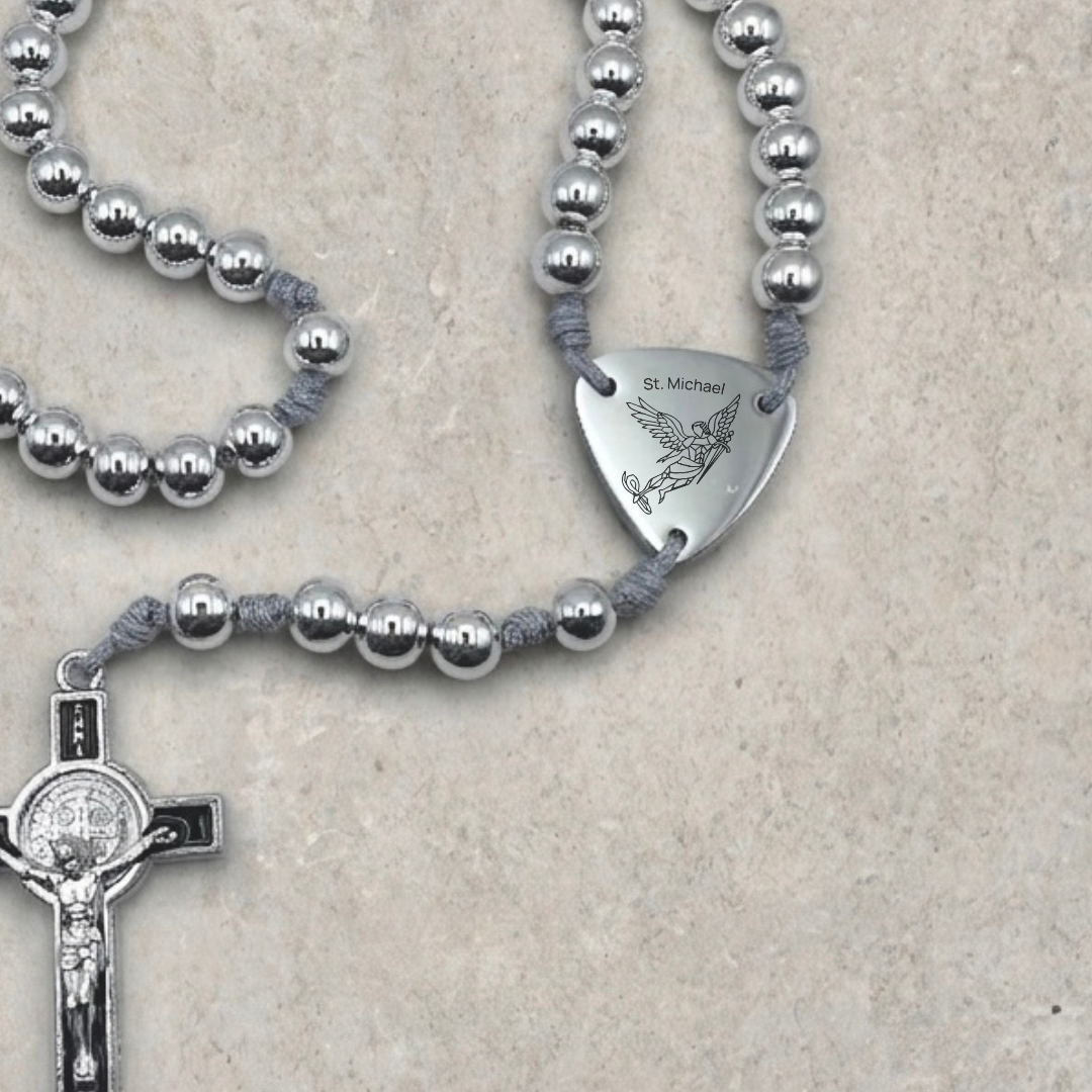 Metallic Silver Hematite Rosary