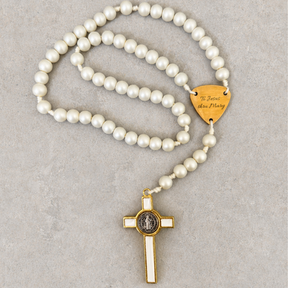Ivory Glass Pearl Rosary