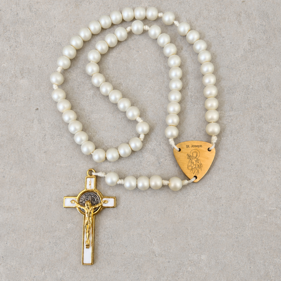 Ivory Glass Pearl Rosary