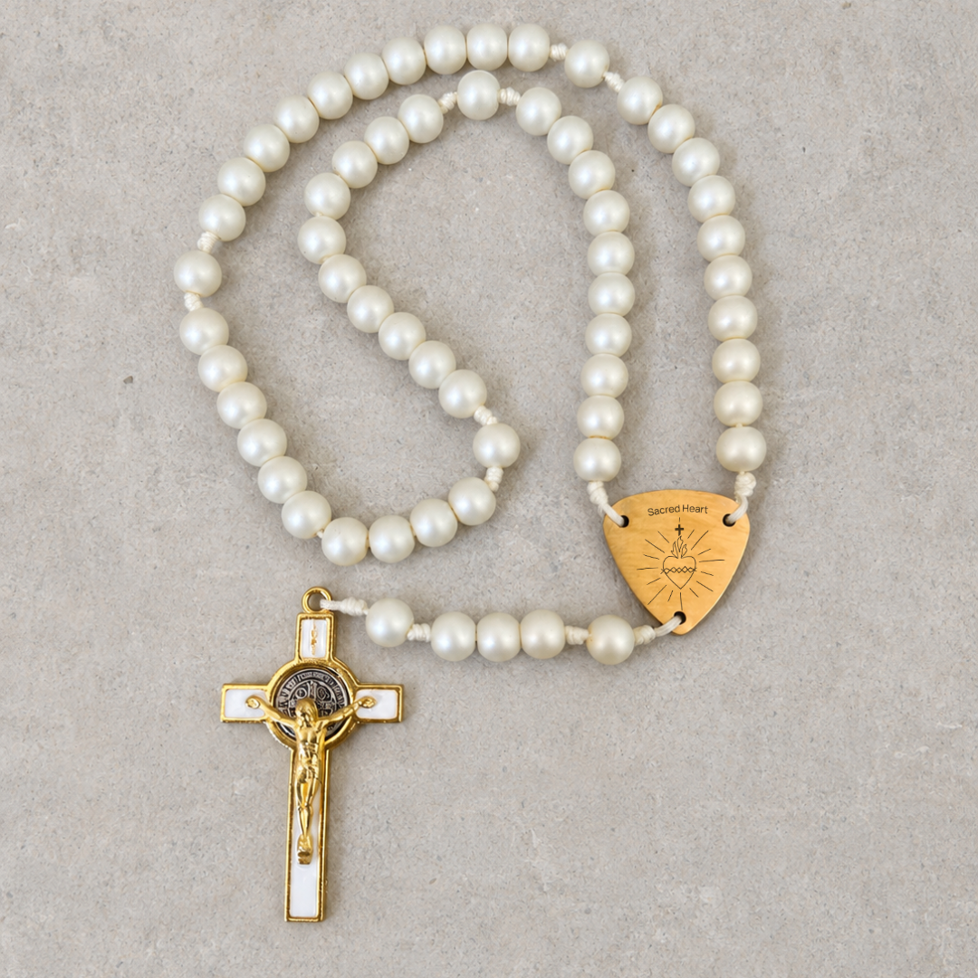 Ivory Glass Pearl Rosary
