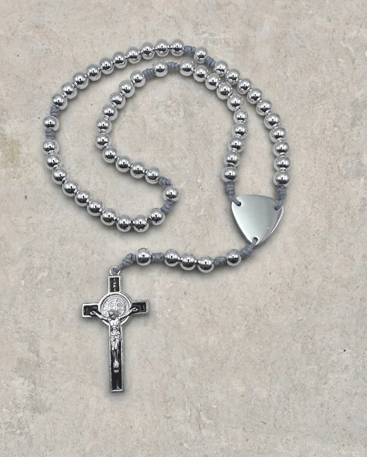 Metallic Silver Hematite Rosary