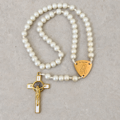Ivory Glass Pearl Rosary