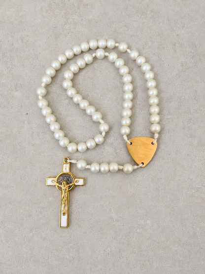 Ivory Glass Pearl Rosary