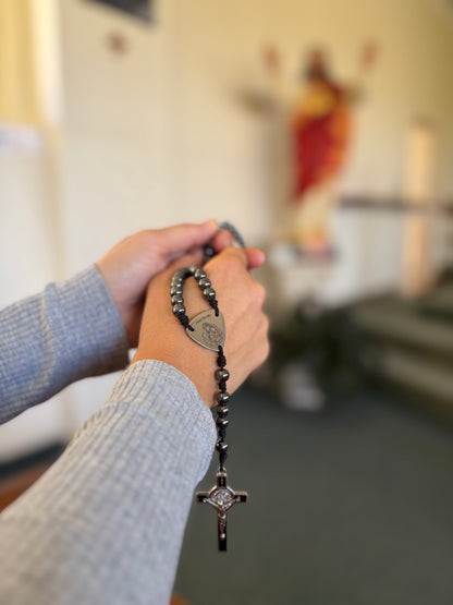 Metallic Gun Metal Rosary
