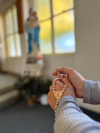 Metallic Rose Gold Rosary