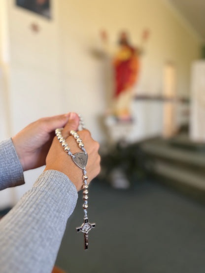 Metallic Silver Hematite Rosary